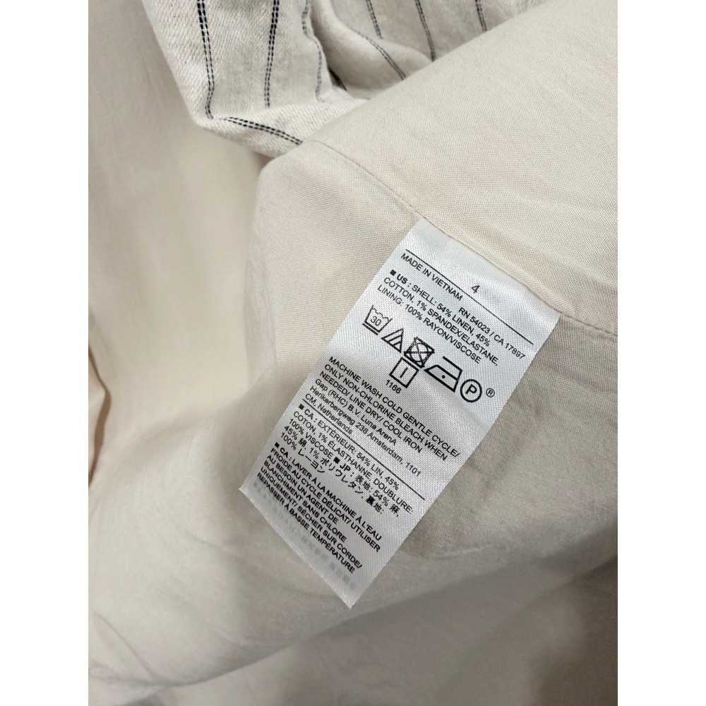 Banana Republic Pinstripe Linen Blend Double Breasted Blazer Cream Beige 4 - Picture 9 of 12
